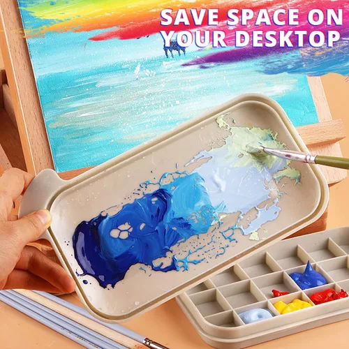 Vista 2 de ZLY Limpiador de pinceles de pintura con 10 pinceles de pintura, soporte para pinceles y organizadores con paleta para acrílico, para acuarela