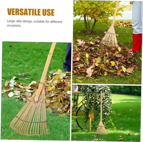 Vista 3 de Herramientas manuales japonesas, cultivador de jardín, cultivador de mano, rastrillo de aflojamiento de suelo, rastrillo pequeño con asa, rastrillo
