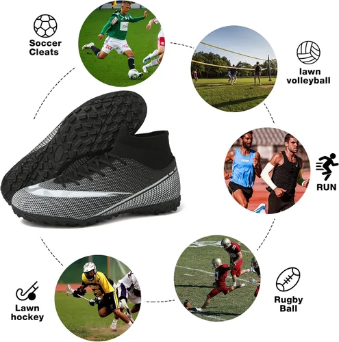 Vista 6 de CBUSTER Tacos de fútbol para hombre, de caña alta, para mujer, AG TF