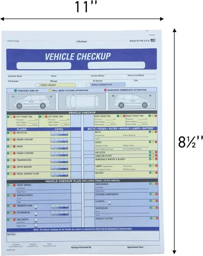 Vista 2 de SSWBasics Formulario de inspección de vehículos de 17/27 puntos, 8 1/2 pulgadas de alto x 11 pulgadas de ancho, paquete de 100