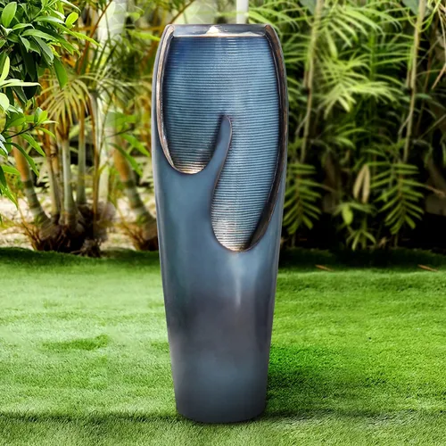 Vista 7 de Naturefalls Fuente moderna para exteriores de 38.7 pulgadas de alto, fuentes de jardín al aire libre de 4 niveles con diseño contemporáneo y luz LED