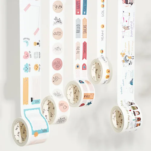 Vista 11 de WT Chonky Cat Washi - Juego de calcomanías de cinta Washi, 4 rollos, diseños originales, calcomanía decorativa de acuarela de lindo gato, calcomanía