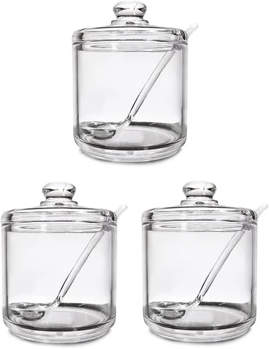 Vista 15 de Clean Acrylic Sugar Bowl - Tarro de especias con tapa y cuchara 1 pieza.