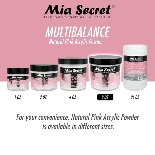 Vista 3 de Mia Secret Multibalance - Polvo acrílico para uñas, color rosa natural, 8 onzas