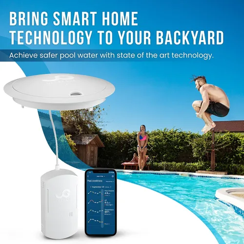 Vista 2 de WaterGuru Sense S2 - Monitor inteligente de piscina – Probador digital de agua de piscina y spa para cloro, pH, CYA y alcalinidad – habilitado