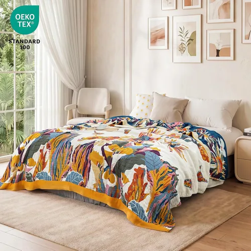 Vista 31 de MSGKV - Manta bohemia/primaveral de algodón para sofá y sala de estar, de gasa acogedora, de 50 x 60 pulgadas 50"x60" Cotton Throw, Woven Bird