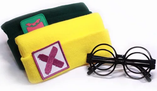 Vista 5 de Tiangong Killjoy Gorro con marcos de gafas, sombreros de cosplay, accesorios de punto, regalo para fanáticos