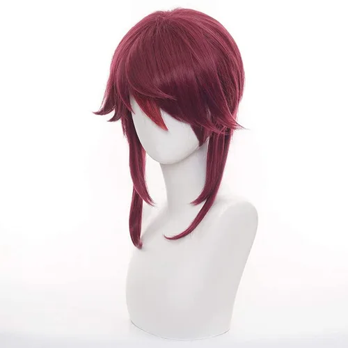 Vista 3 de Lwiuentx Genshin Impact Cosplay Rosaria - Peluca corta de cabello sintético para hombres y mujeres, fiesta de Halloween + gorra de peluca gratis