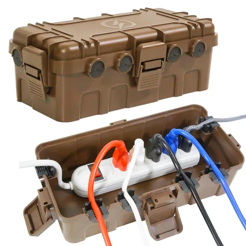 Vista 14 de Caja eléctrica mediana para exteriores (11.6 x 5.2 x 4.1 pulgadas), cubierta de cable de extensión impermeable IP54 con entrada de 6 cables, caja
