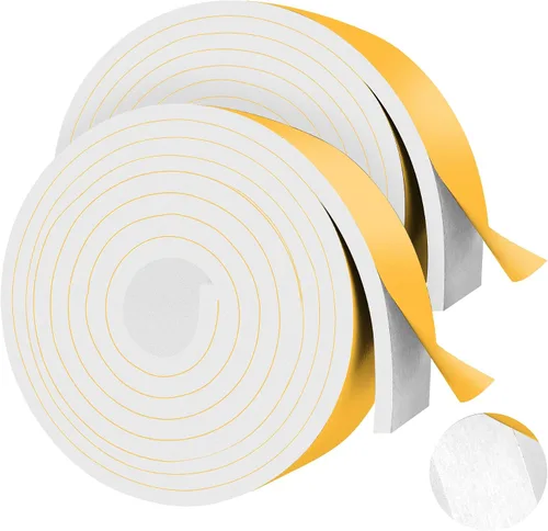 Vista 23 de 20 pies de cintas de espuma autoadhesivas Tiras de sello de espuma de 1 pulgada x 1/2 pulgada x 10 pies cada rollo Burletes de alta resistencia