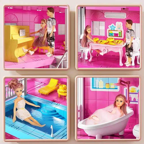 Vista 2 de Pink Girl House Playset para niños de 3 a 8 años - Juguete