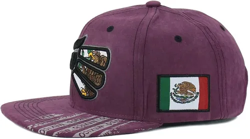 Vista 3 de Gorra mexicana hecha en México Eagle Aguila Poly Suede Snapback Flat Bill Gorra de béisbol