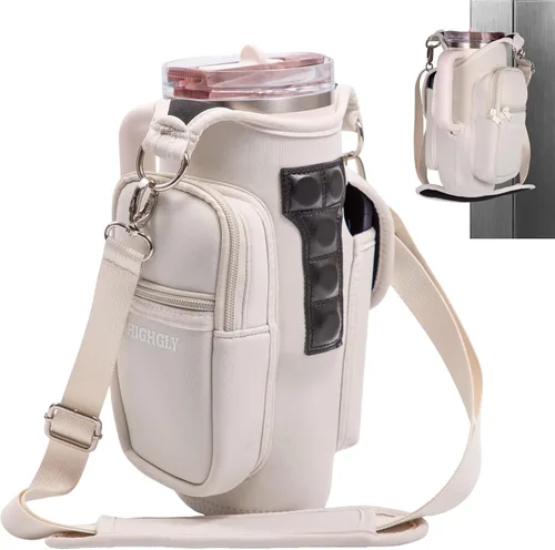 Vista 12 de Bolsa magnética de gimnasio para vasos de 21 a 42 onzas — Se adapta a Stanley, Owala y vasos similares Soporte para botellas manos libres