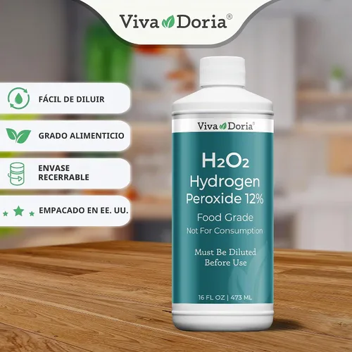 Vista 2 de Viva Doria Solución acuosa de peróxido de hidrógeno al 12 por ciento, grado alimenticio, 16 onzas líquidas