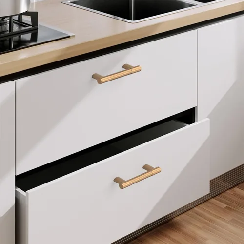 Vista 6 de Paquete de 10 manijas de gabinete de cocina de bronce champán moleteado de 3 pulgadas (2.992 in), tiradores de gabinete de color dorado champán