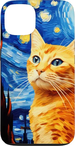 Vista 7 de Orange Tabby Cat Starry Night Vincent Van Gogh - Carcasa para iPhone 17