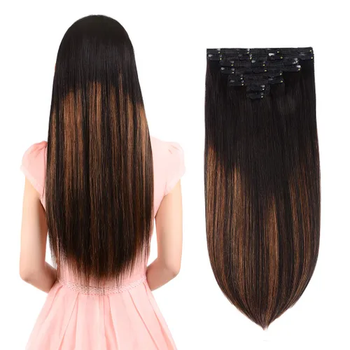 Vista 9 de Extensiones de cabello humano real con pinzas, 12 pulgadas, 2.89 oz, 8 piezas de extensiones de cabello Remy para mujer, color marrón medio