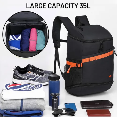 Vista 4 de MIER Mochila de baloncesto con compartimento para zapatos y portabalones. Gran mochila para equipo deportivo, para hombres y mujeres, para gimnasio
