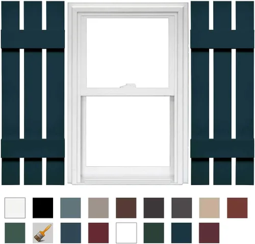 Vista 18 de Mid America Board and Batten - Persiana estándar de vinilo con 3 tablas espaciadas de 12 pulgadas (1 par) - 12 x 55 002 negro
