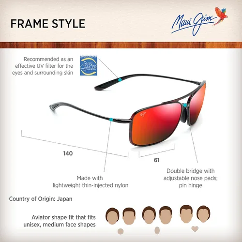 Vista 6 de Maui Jim Men's and Women's Kaupo Gap Polarized Aviator Sunglasses
