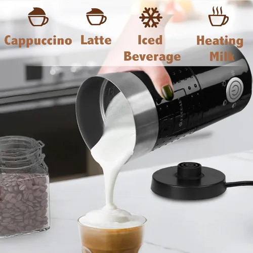 Vista 7 de Huogary Espumador de leche eléctrico y vaporizador – Vaporizador de leche automático 4 en 1, 10.1 fl oz/10.1 oz, máquina de espuma caliente y fría