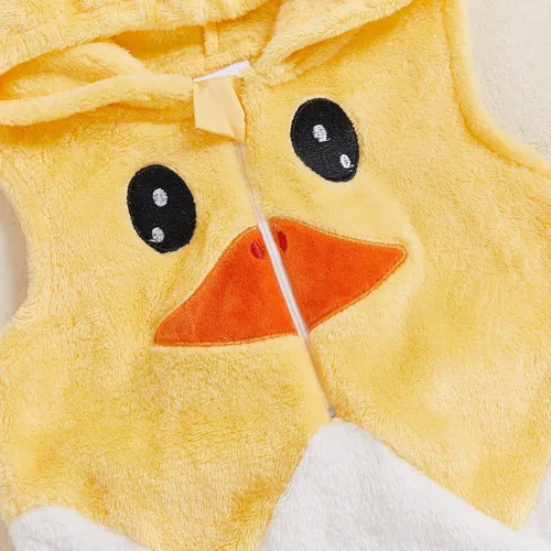Vista 4 de Madjtlqy Disfraz de Halloween para bebé, niña, niño, con capucha, sin mangas, overol con medias pato