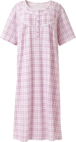 Vista 12 de Keyocean - Camisones para mujer, 100% algodón, suave, cómodo, ligero, manga corta, vestido de noche para damas Azul Floral en Crema