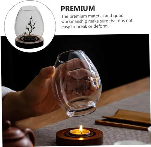 Vista 7 de Contenedor de vela transparente de vidrio para velas, cubierta de vela artesanal de vidrio, accesorio de decoración de velas, contenedor de cubierta