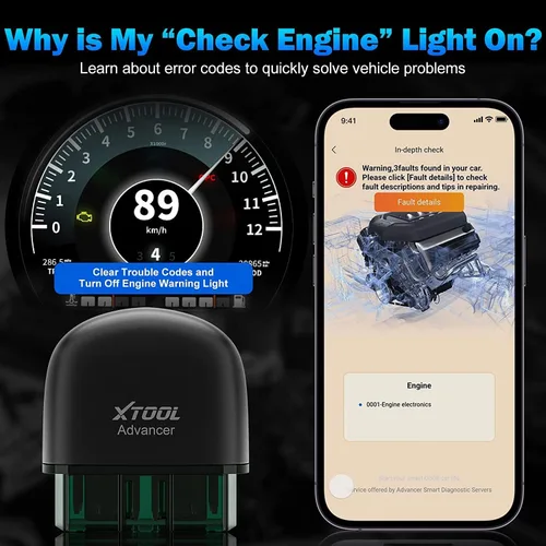 Vista 5 de Escáner OBD2 XTOOL Advancer AD20, Herramienta de Escaneo de Diagnóstico de Luz de Verificación del Motor para iPhone/Android, Escáner OBDII