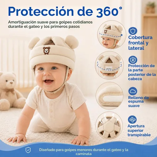 Vista 6 de Baby Head Protector for Crawling Walking, Infant Helmet with Foam Bumpers, Adjustable Baby Helmet for Crawling Walking, Toddler Helmet - Head Beige
