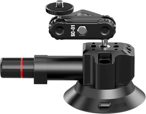 Vista 7 de UURig SC-01 Soporte de succión de 3 pulgadas para cámara de acción de vlogging para coche con abrazadera para teléfono inteligente compatible