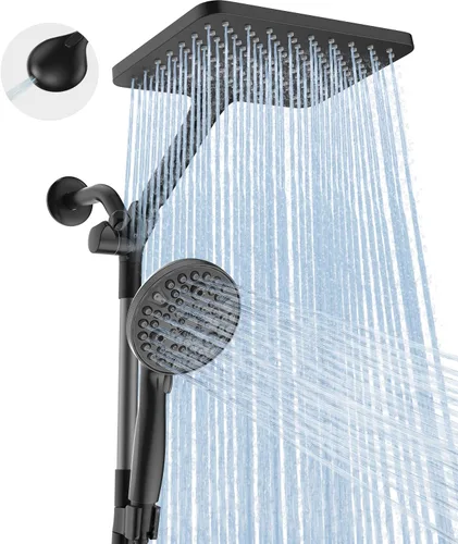 Vista 21 de MakeFit Combo de cabezal de ducha de lluvia con doble filtro, cabezal de ducha de mano de alta presión con barra ajustable, cabezal de ducha