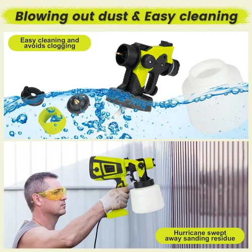 Vista 4 de Avsty Pistola pulverizadora de pintura eléctrica, pulverizador HVLP de 850 W de alta potencia con contenedor, boquillas y patrones de pulverización