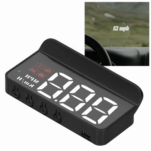 Vista 2 de Obdii Hud, velocímetro de coche, Obd2 Hud proyector de parabrisas multifunción medidor de alarma fatiga recordatorio de conducción