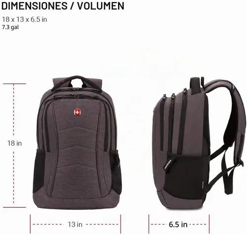 Vista 5 de SwissGear 5668 Mochila para portátil, gris oscuro jaspeado, 18.25 pulgadas