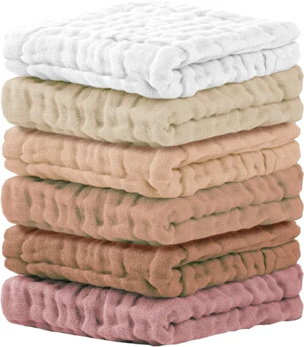 Vista 8 de Cuddle Campus Paquete de 6 paños de muselina para bebé, paños para eructos Set 3