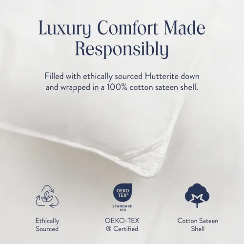 Vista 4 de Brooklinen Edredón de plumón canadiense para todas las estaciones, relleno de edredón de calidez media de lujo, funda de satén 100% algodón, ropa