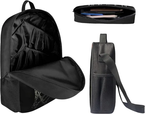 Vista 75 de HUGS IDEA Juego de 3 bolsas escolares con aislamiento térmico para el almuerzo, estuche para lápices