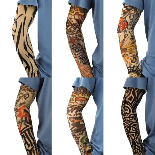 Vista 3 de Yariew, 6 Mangas de Tatúes Temporales, Conjunto de 6 Mangas de Tatúes de Arte Temporal, Falso, Despegable, Color 1, 1 Manga de tatuaje para mujer
