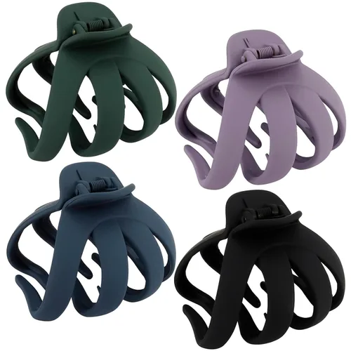 Vista 11 de COCIDE 4 pinzas para el cabello para mujer, clip de pulpo grande de acrílico, antideslizante, garra de araña grande para niñas, agarre fuerte, clip