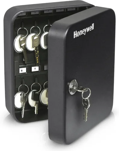 Vista 2 de Honeywell Safes & Door Locks - Caja pequeña de 24 ganchos para llaves de oficina - Caja de metal duradera que mantiene tus llaves seguras - Caja