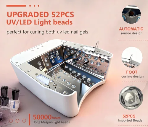 Vista 11 de Lámpara de uñas LED inalámbrica de 80 W, juego de 2 baterías de 5200 mAh