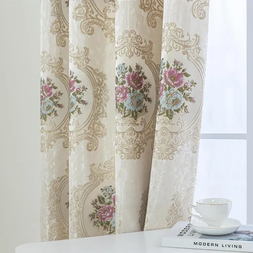 Vista 10 de Loom and Mill - Cortinas de lujo de jacquard para dormitorio, cortinas de damasco beige de 2 paneles con alzapaños, elegante cortina de ventana