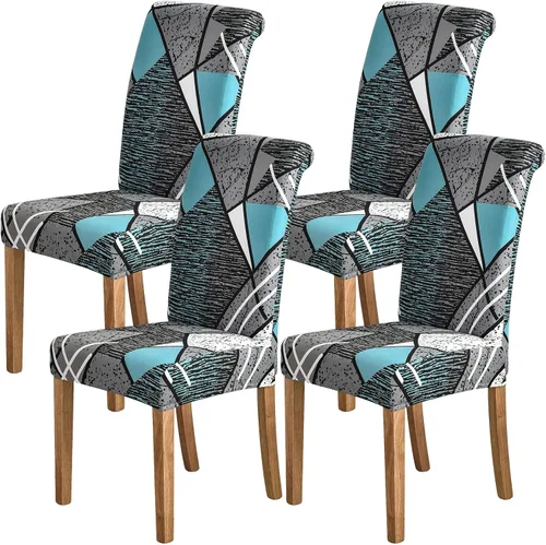 Vista 42 de Juego de 4 fundas para sillas de comedor, elásticas de elastano estampadas, fundas para sillas de comedor, lavables, extraíbles para sillas Parsons