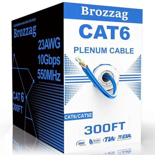 Vista 35 de Cable Ethernet de 20 pies para Cat6/Cat5E, 10 Gbps compatible con Cat8/Cat7, cable de red 24AWG para interiores y exteriores, entierro directo Negro