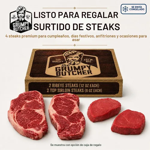 Vista 3 de Grumpy Butcher Ribeye and Top - Juego de filete de solomillo, paquete de 4