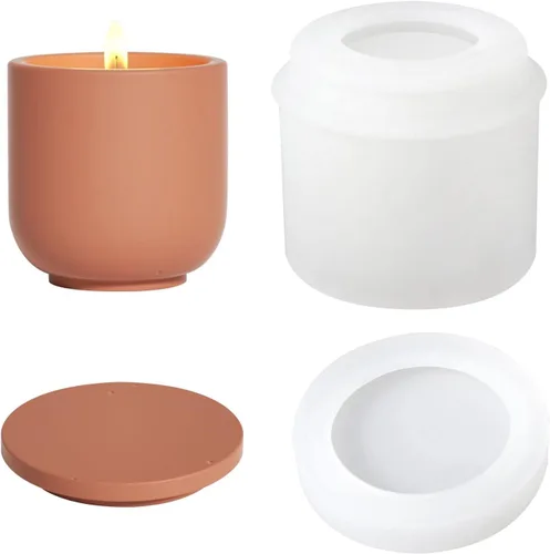 Vista 11 de Nórdico Simple Estilo Cemento Vela Tarro Molde de Silicona Molde de Contenedor de Vela de Concreto Recipiente de Decoración para el Hogar