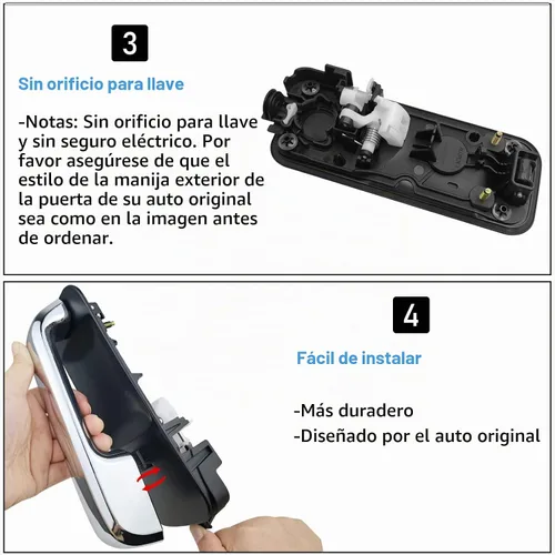 Vista 5 de Moonlinks - Manija de puerta trasera izquierda compatible con Ford F150 2015-2020 F150 Left Rear Door Handle Replacement Chrome Palanca cromada.