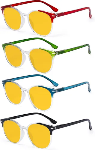 Vista 9 de Eyekepper Elegantes lentes de lectura de gran tamaño para mujer, paquete de 4 lectores redondos grandes para mujer +0.50