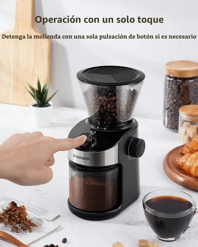 Vista 6 de SHARDOR Molinillo de granos de café con rebabas, 32 ajustes, temporizador